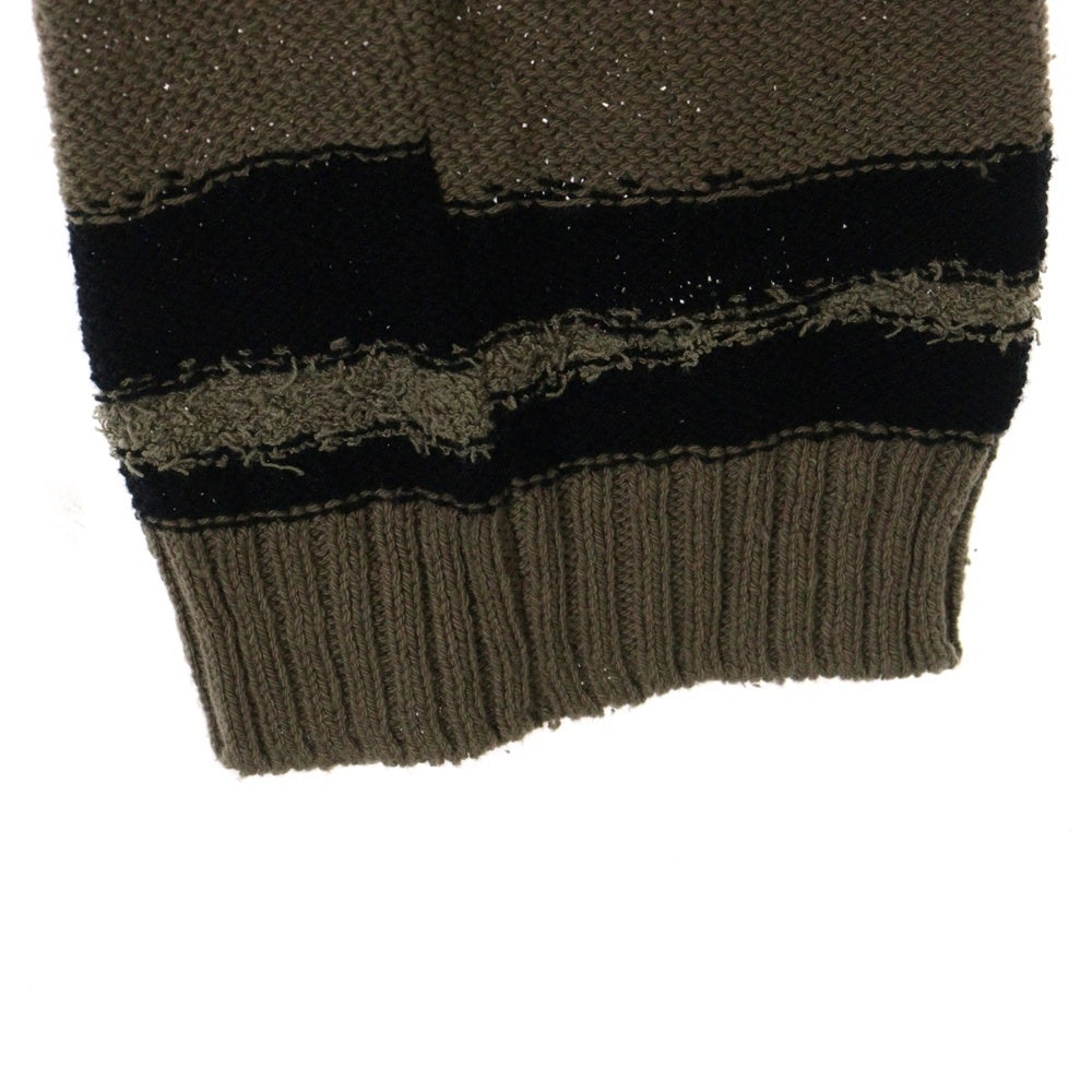 Yohji Yamamoto POUR HOMME(ヨウジヤマモト プールオム) 24SS BORDER LONG CD ボーダー ロング ニット カーディガン ベージュ HS-K73-092