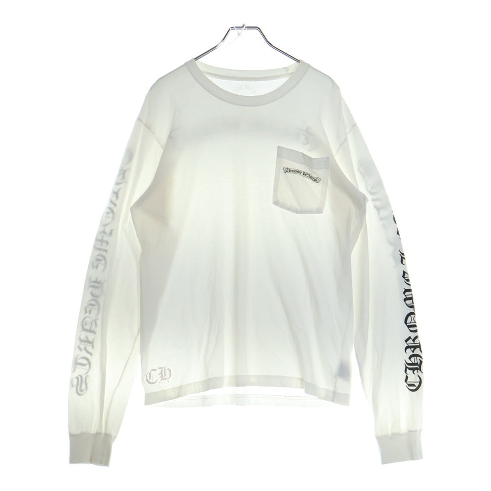 CHROME HEARTS(クロムハーツ) SCROLL LABEL TEE スクロール ラベル ロゴプリント クルーネック長袖ポケットTシャツ カットソー ホワイト