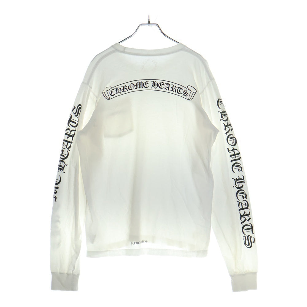 CHROME HEARTS(クロムハーツ) SCROLL LABEL TEE スクロール ラベル ロゴプリント クルーネック長袖ポケットTシャツ カットソー ホワイト
