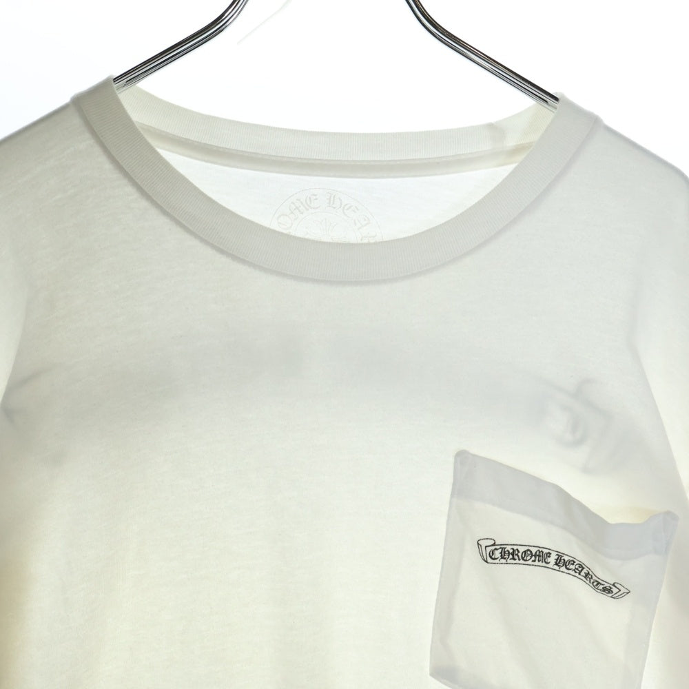 CHROME HEARTS(クロムハーツ) SCROLL LABEL TEE スクロール ラベル ロゴプリント クルーネック長袖ポケットTシャツ カットソー ホワイト