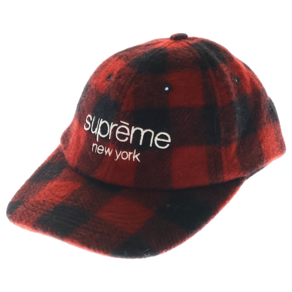 SUPREME(シュプリーム) 16AW Buffalo Plaid Wool Classic Logo Cap ヴァッファロー プラッド ウール クラシックロゴ キャップ ブラック/レッド