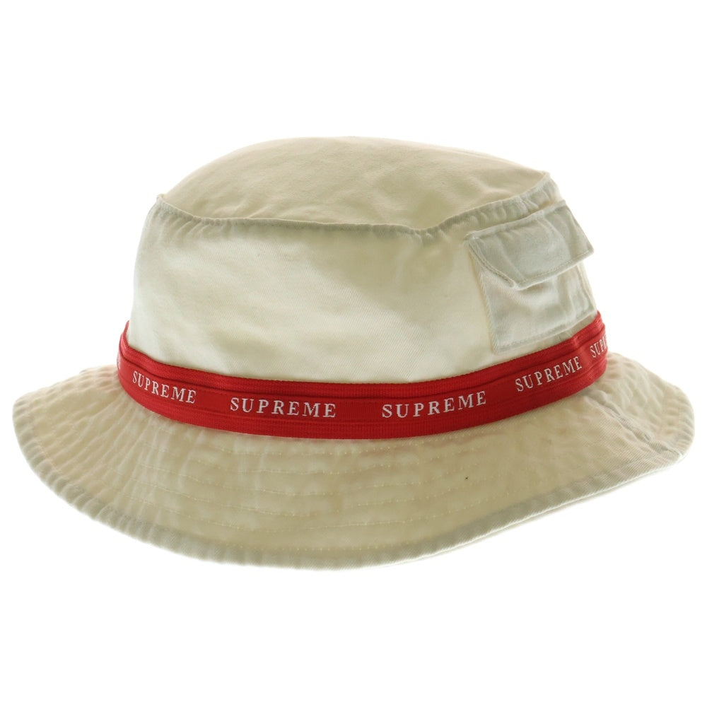 SUPREME(シュプリーム) 19AW Jacquard Logo Taping Crusher Hat ジャカードロゴ テーピング クラッシャー ハット 帽子 ホワイト