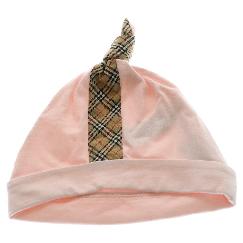BURBERRY(バーバリー) ノバチェック ロングスリーブ ロンパース スタイ キャップ 3点セット ピンク キッズ 8048410