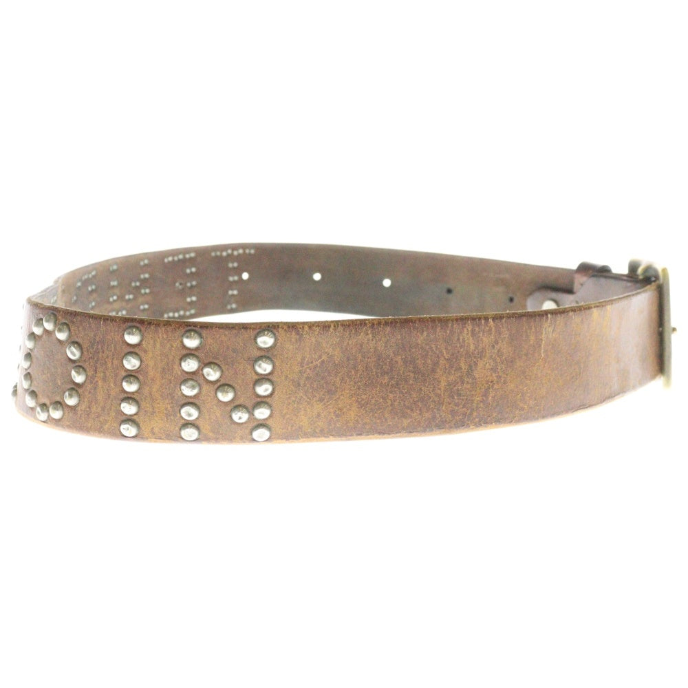 TENDERLOIN(テンダーロイン) ×HTC T-STUDS BELT ロゴスタッズ レザーベルト ブラウン