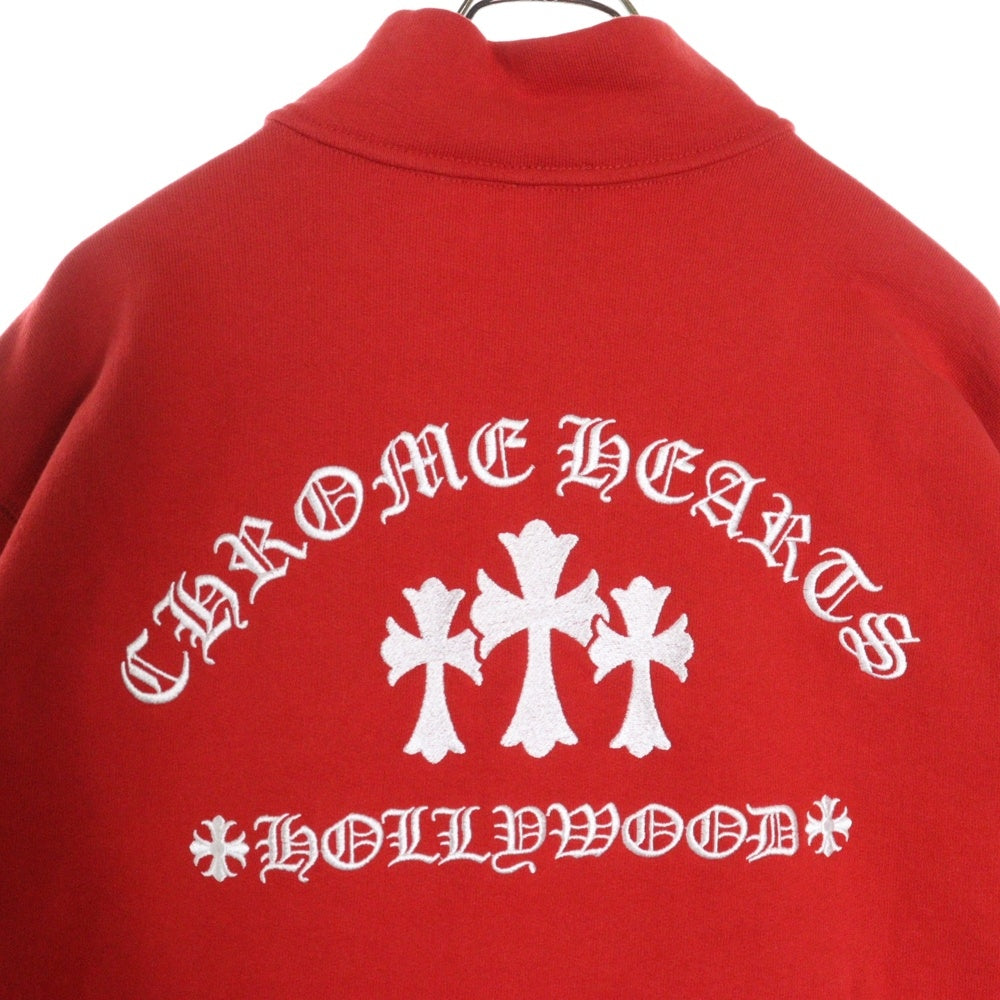 CHROME HEARTS(クロムハーツ) SAILIN ON 1 2 ZIP バックセメタリー刺繍ハーフジップスウェットトレーナー レッド