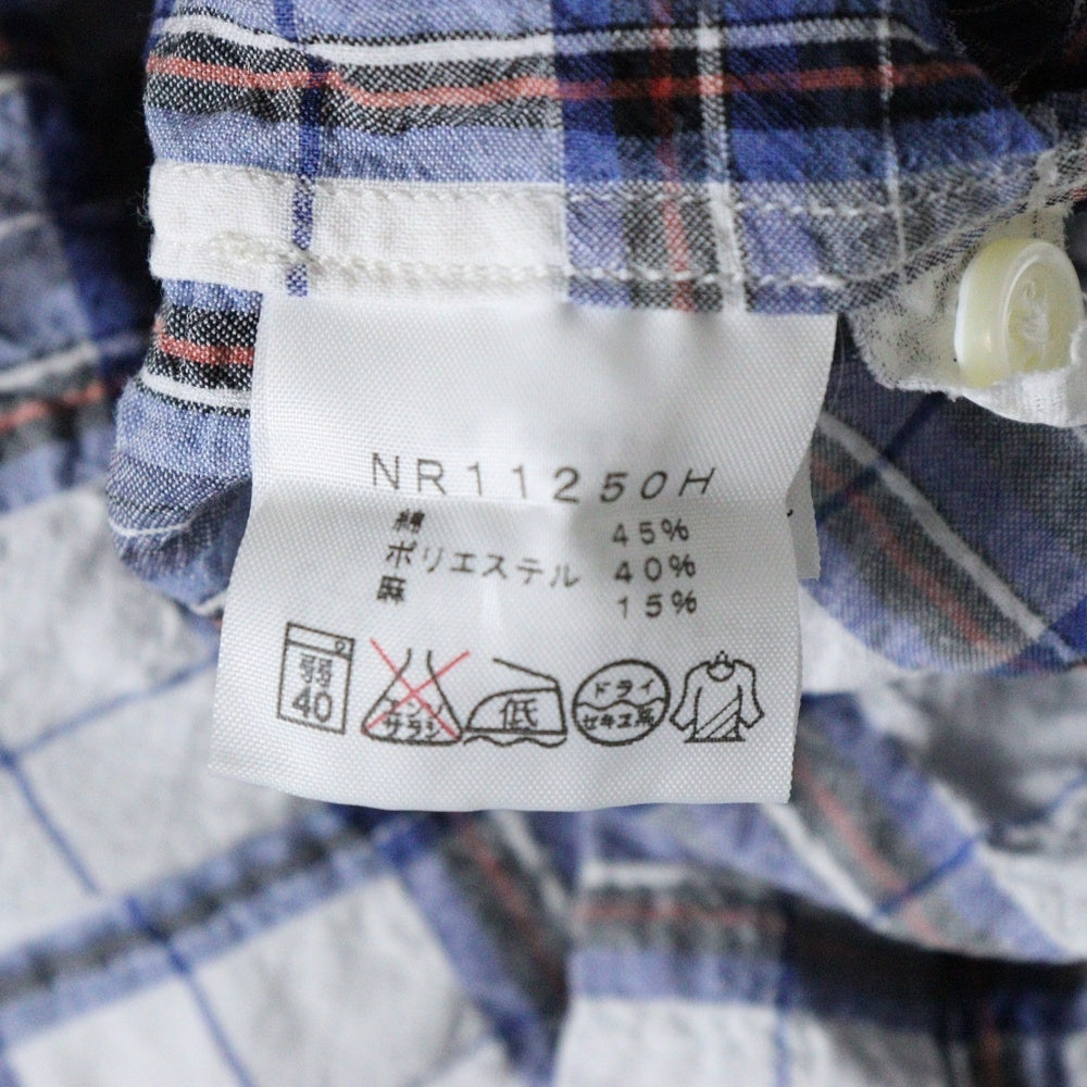 THE NORTH FACE(ザノースフェイス) リネン混 チェック柄 長袖ボタンダウンシャツ ブルー NR11250H