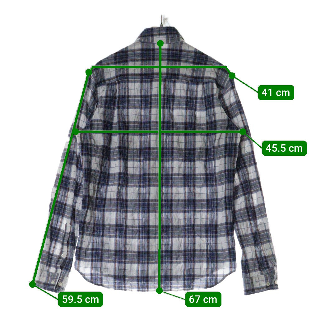 THE NORTH FACE(ザノースフェイス) リネン混 チェック柄 長袖ボタンダウンシャツ ブルー NR11250H