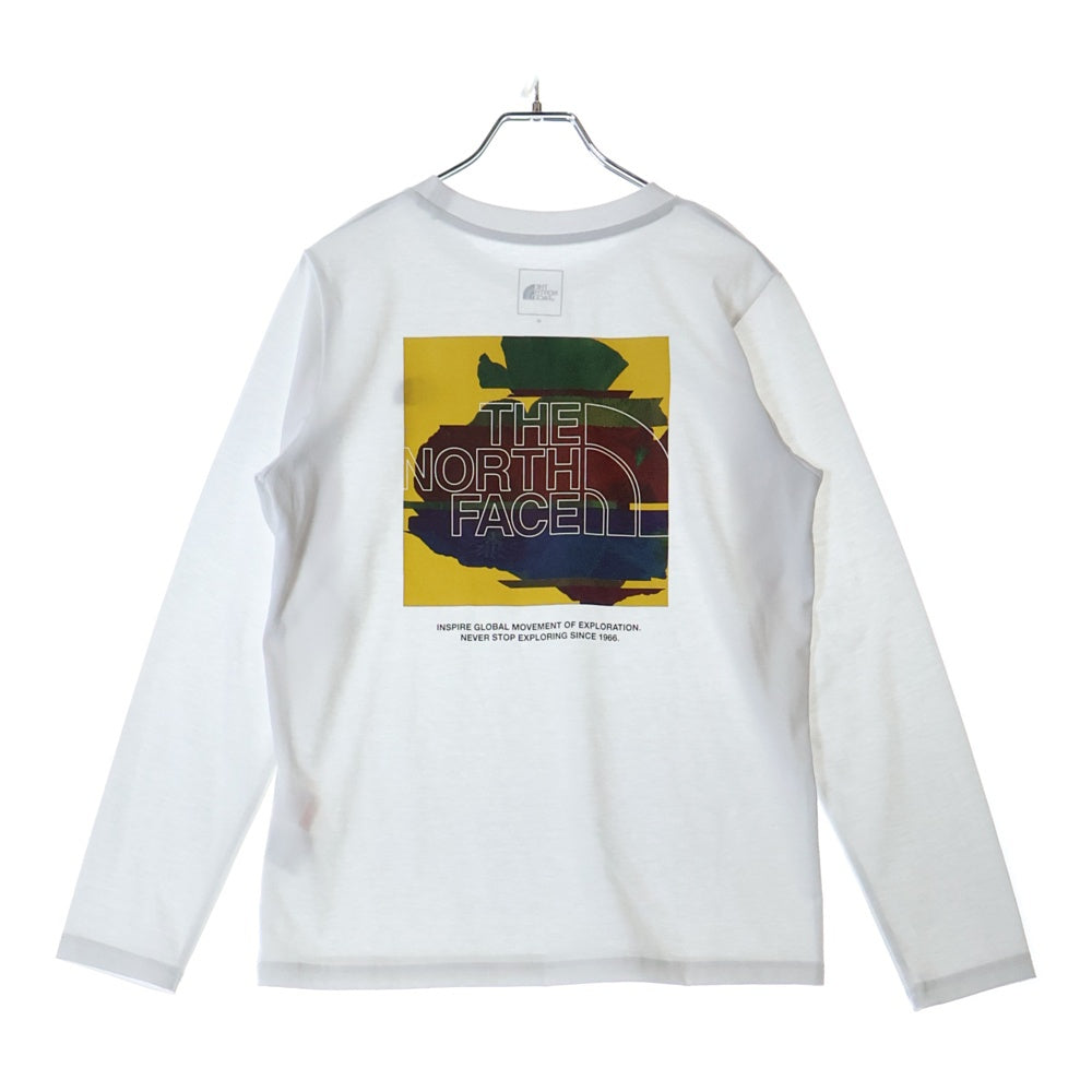 THE NORTH FACE(ザノースフェイス) DEGITAL BOX LOGO L/S TEE バックデジタルボックスロゴプリントTシャツ 長袖クルーネックカットソー レディース ホワイト NTW82487