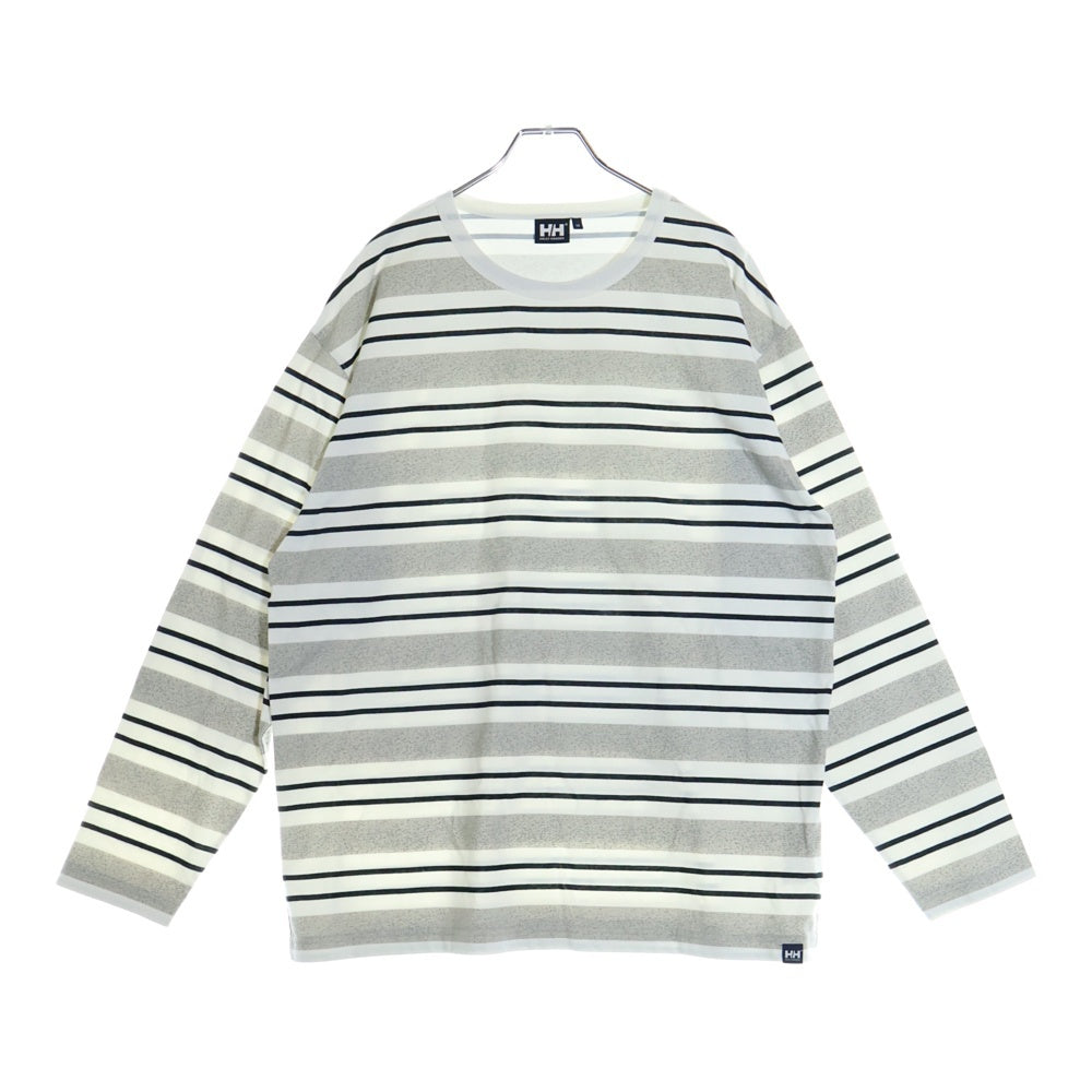 HELLY HANSEN(ヘリーハンセン) L/S MULTI BORDER TEE マルチボーダーTシャツ 長袖クルーネックカットソー グレー/ホワイト HE32283