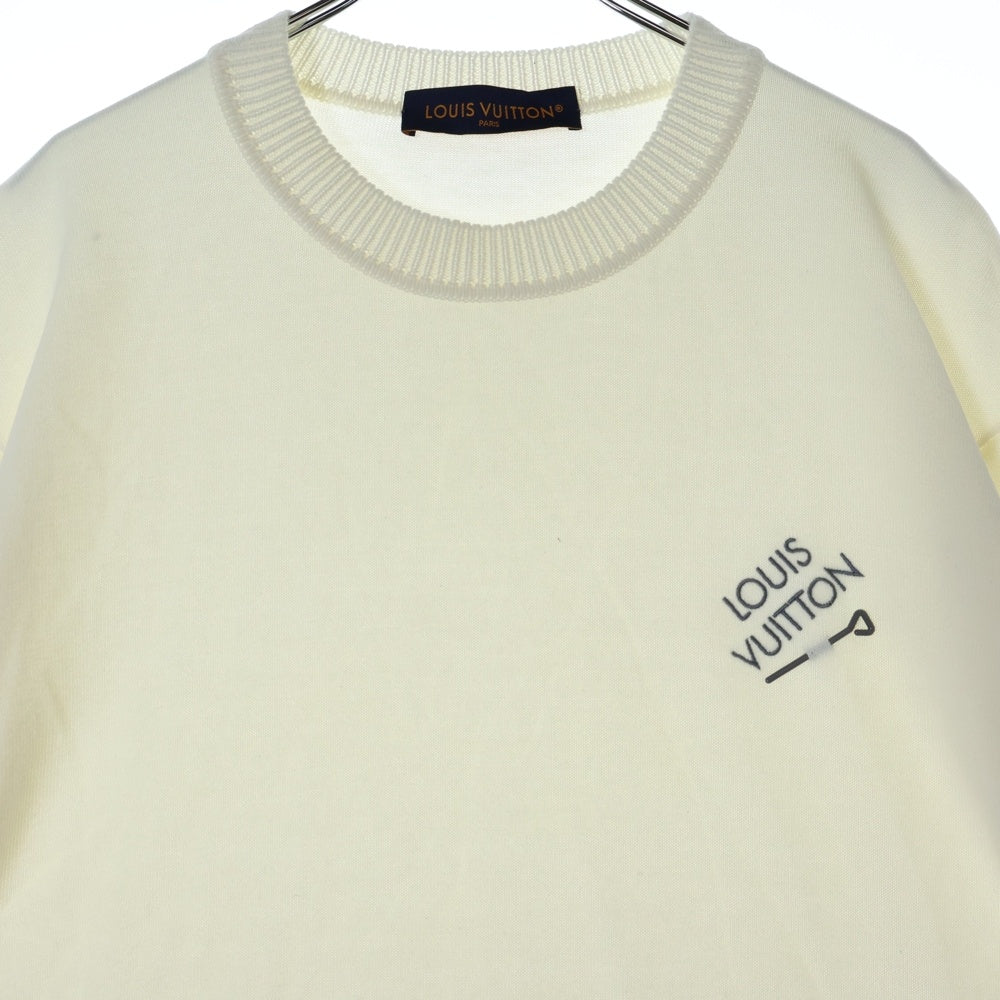 LOUIS VUITTON(ルイヴィトン) 24AW シグネチャー ロゴ刺繍付き クルーネック半袖Tシャツ カットソー ホワイト RM242Q OY8 HNN42W