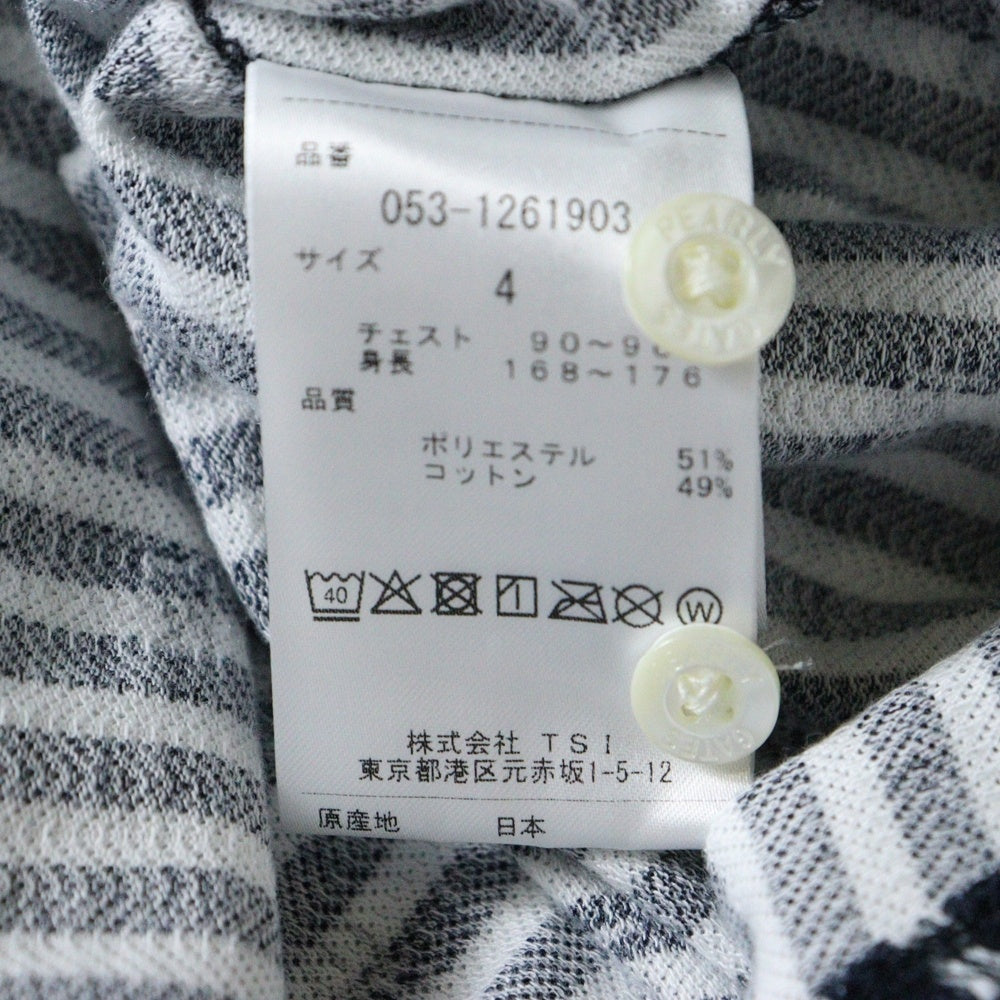PEARLY GATES(パーリーゲイツ) ロゴワッペン付き ストライプ柄 長袖シャツ ネイビー/ホワイト 053-1261903