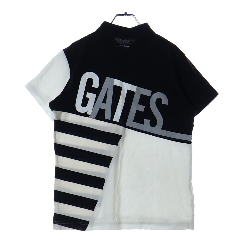 PEARLY GATES(パーリーゲイツ) ロゴプリント パッチワーク 半袖ポロシャツ ネイビー/ホワイト 053-2160409