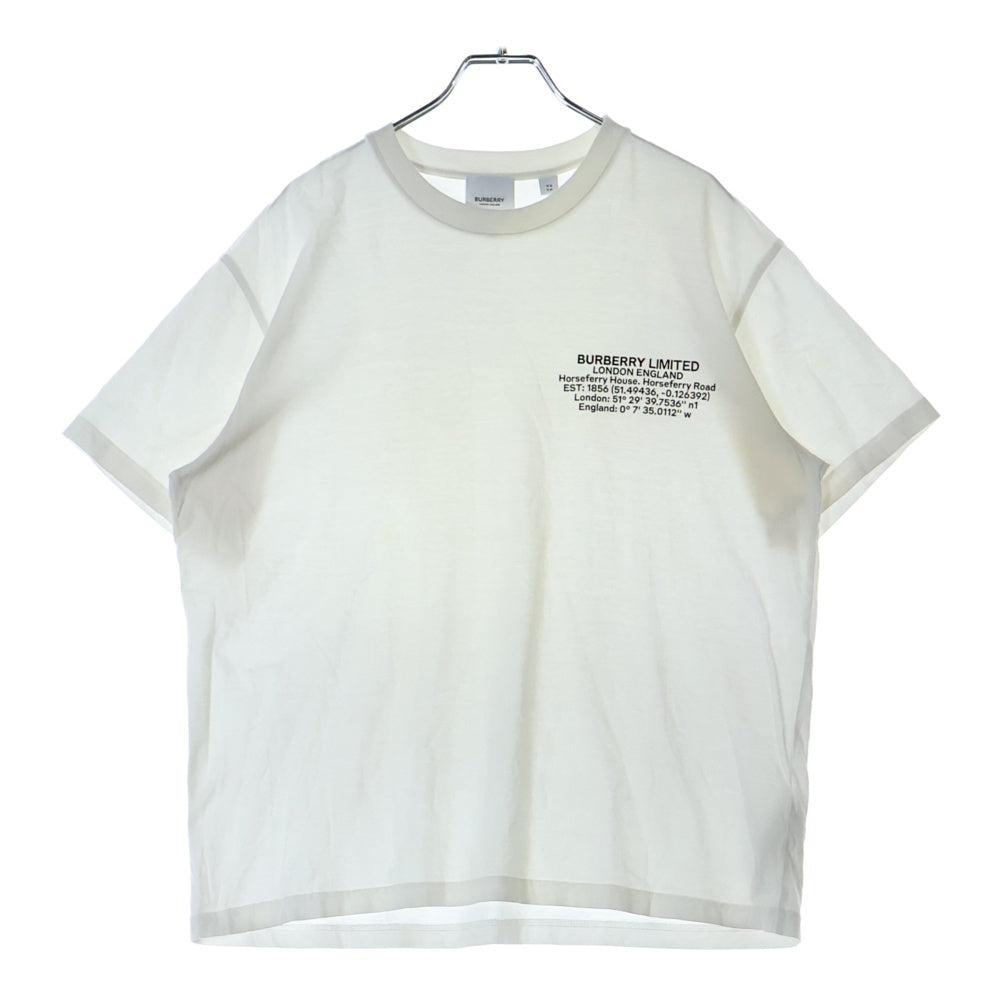 BURBERRY(バーバリー) ラバーロゴ刺繍 クルーネック半袖Tシャツ カットソー ホワイト 8042749