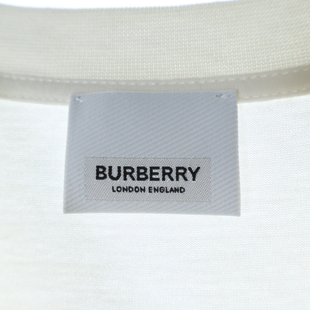 BURBERRY(バーバリー) ラバーロゴ刺繍 クルーネック半袖Tシャツ カットソー ホワイト 8042749
