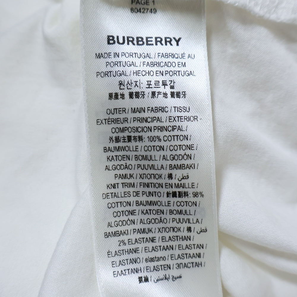 BURBERRY(バーバリー) ラバーロゴ刺繍 クルーネック半袖Tシャツ カットソー ホワイト 8042749
