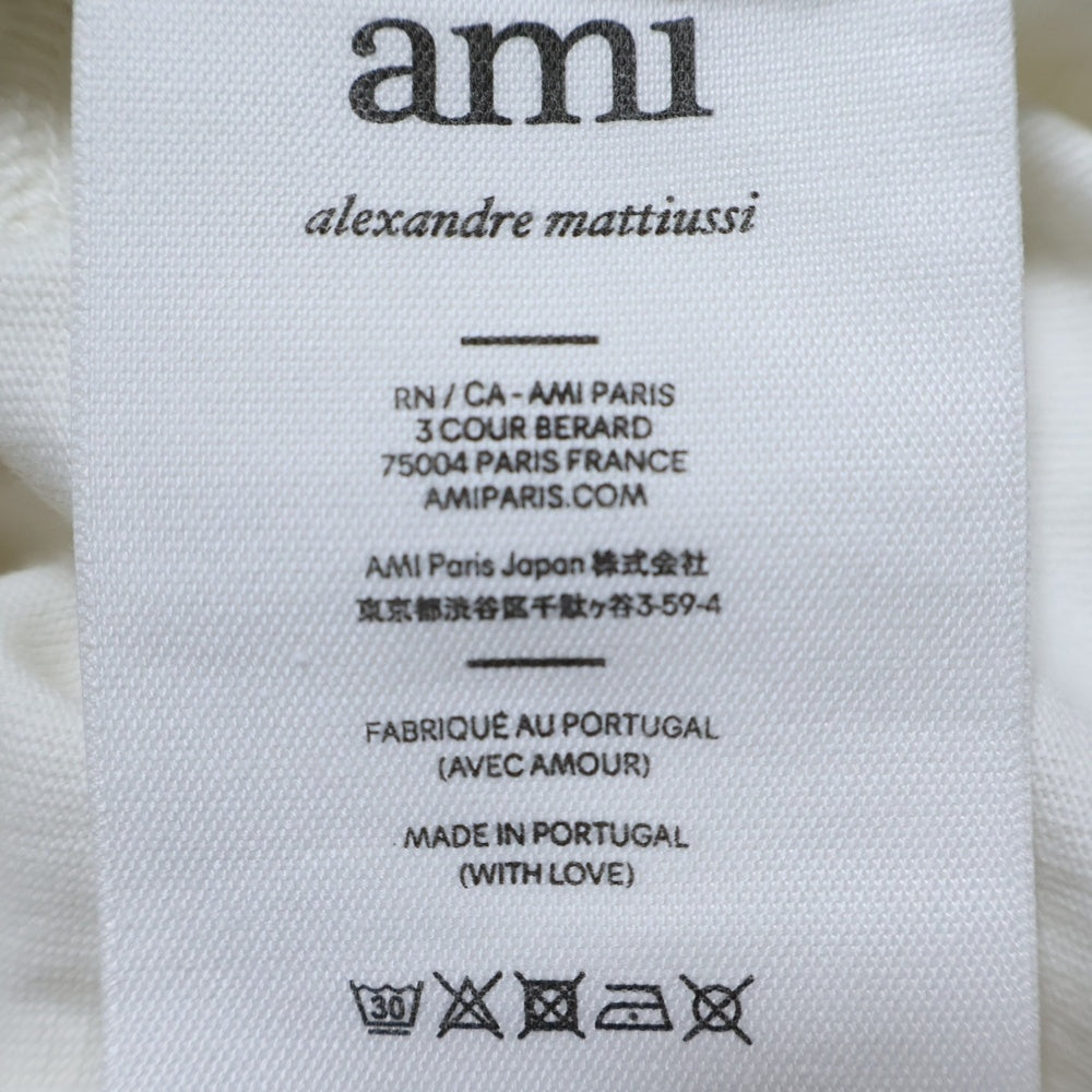AMI Alexandre Mattiussi(アミアレクサンドルマテュッシ) TONAL AMI DE COEUR TSHIRT トーナル アミ デ クール クルーネック半袖Tシャツ カットソー ホワイト 52059