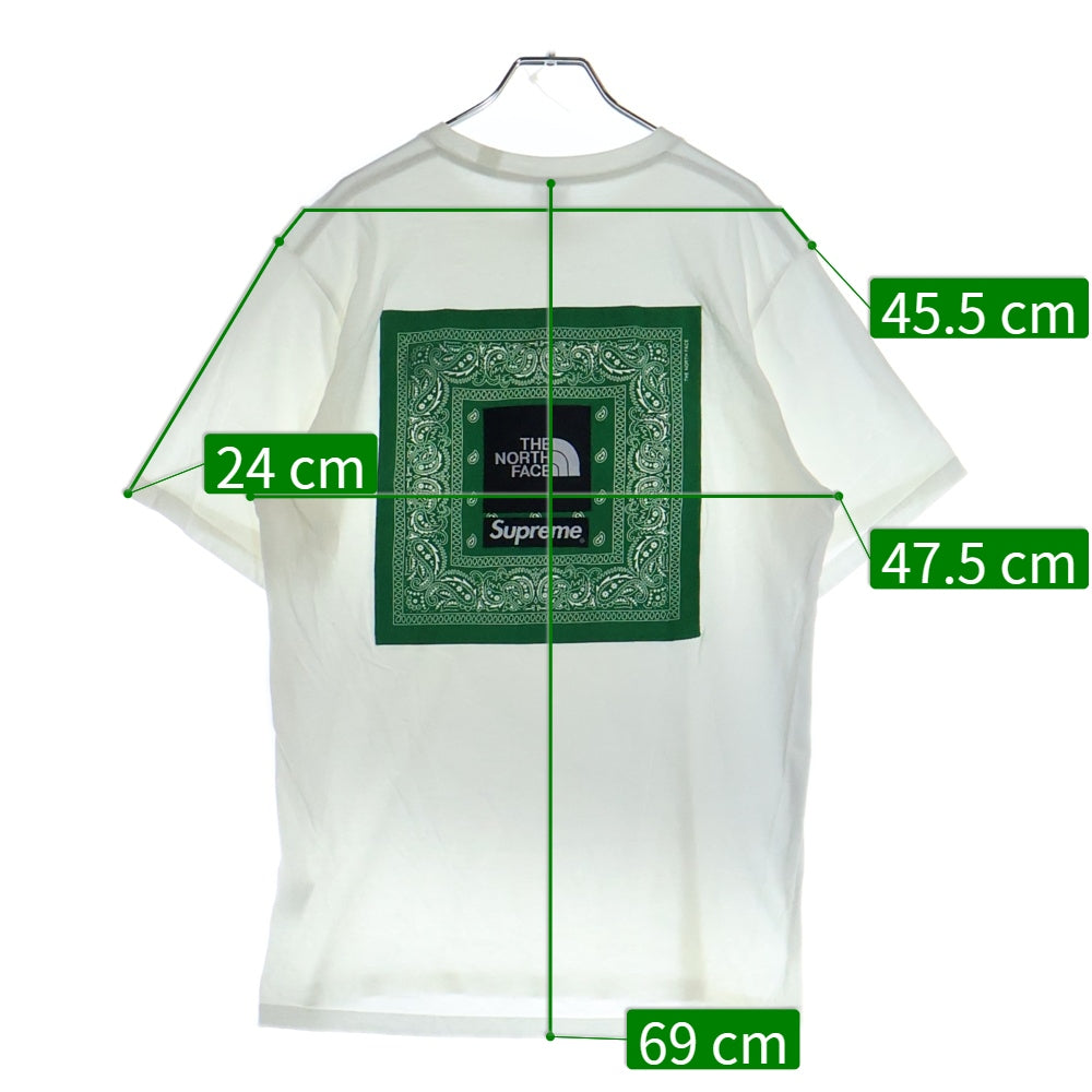 SUPREME(シュプリーム) 22SS ×THE NORTH FACE Bandana S/S Tee ザノースフェイス バンダナ クルーネック半袖Tシャツ カットソー ホワイト/グリーン NT02209I