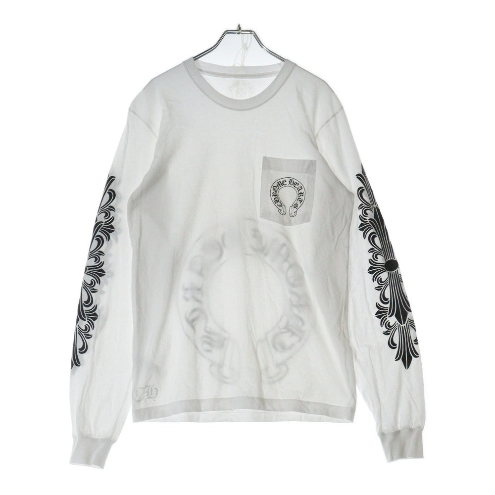 CHROME HEARTS(クロムハーツ) HORSESHOE TEE ホースシュー クルーネック長袖ポケットTシャツ カットソー ホワイト
