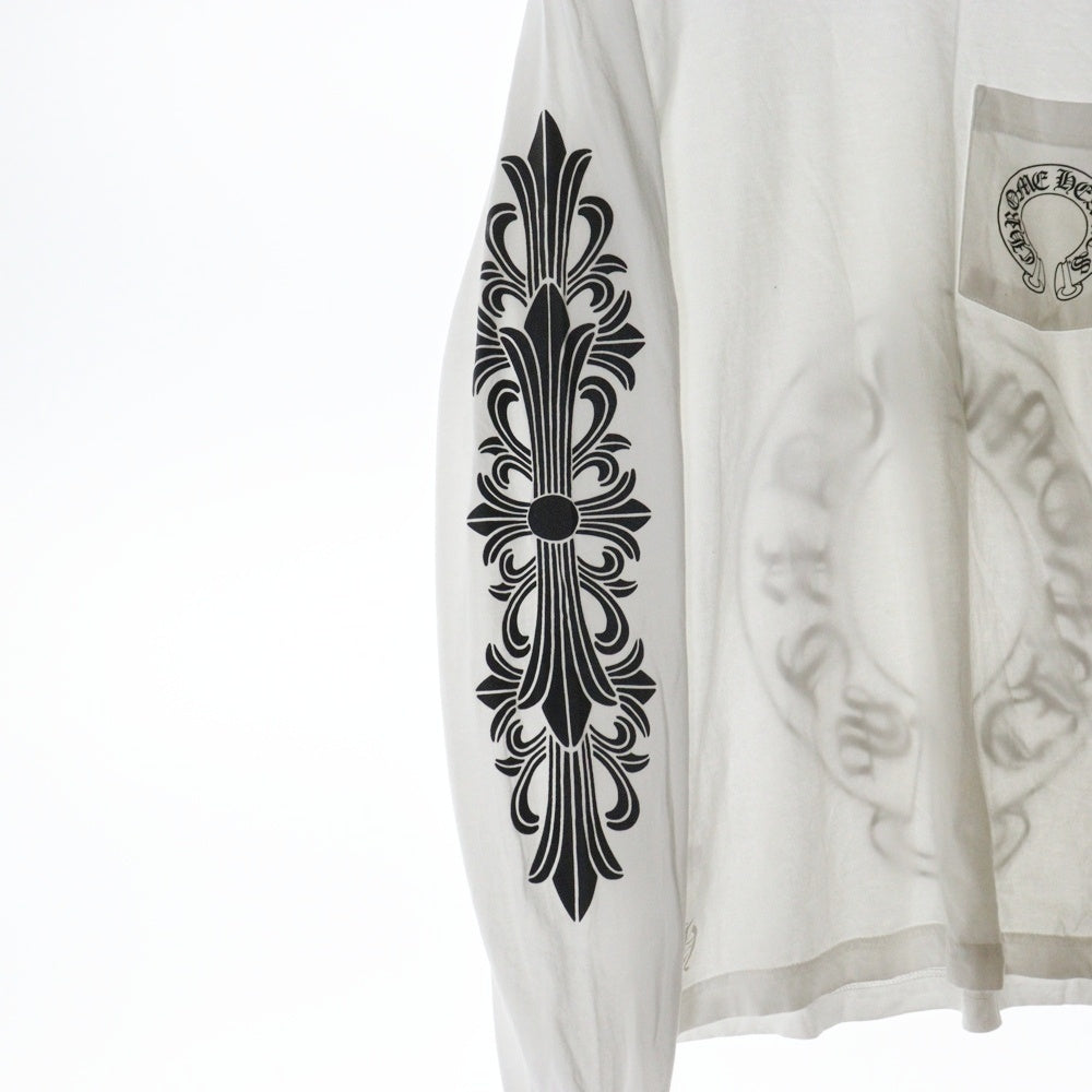CHROME HEARTS(クロムハーツ) HORSESHOE TEE ホースシュー クルーネック長袖ポケットTシャツ カットソー ホワイト