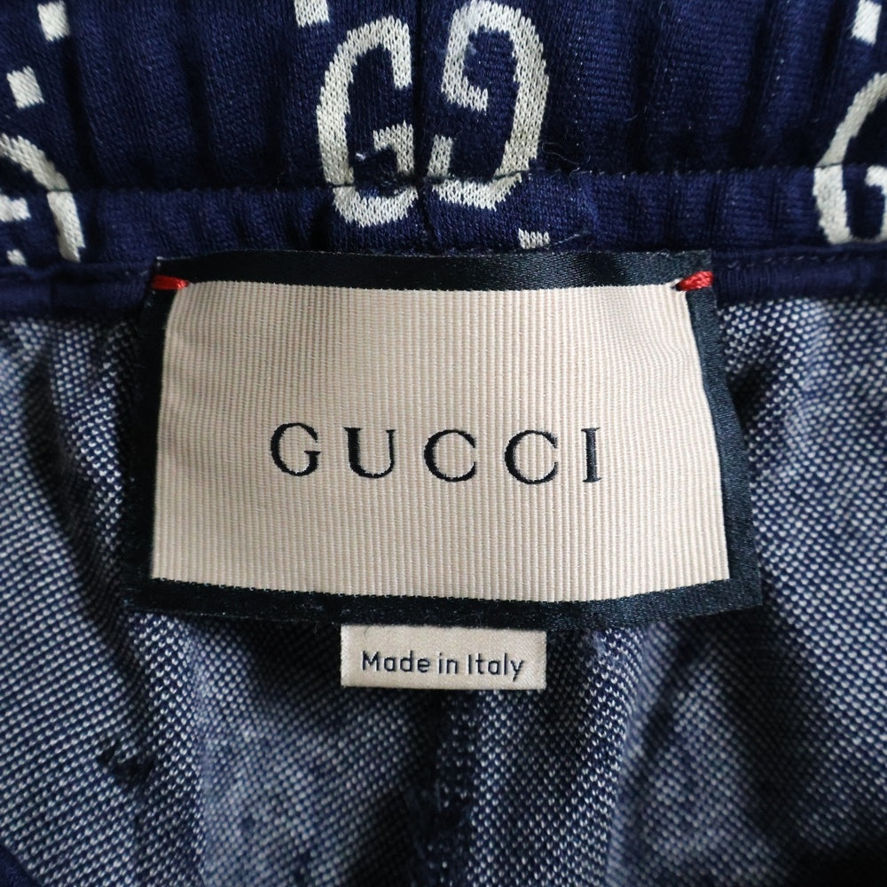GUCCI(グッチ) 18AW GG JACQUARD SWEAT PANTS GGジャカード コットン サイドライン トラックパンツ ネイビー 496920 X9V05