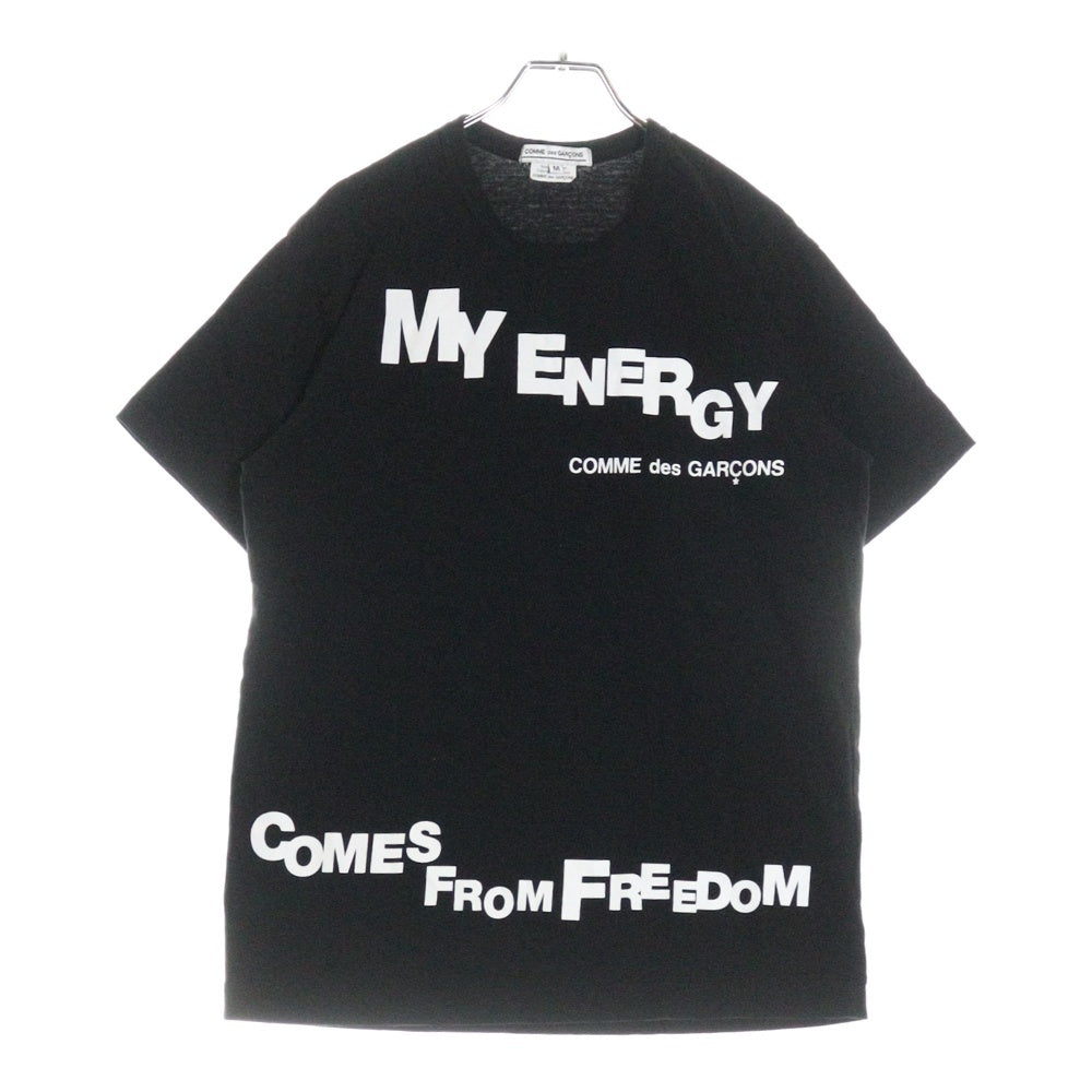 COMME des GARCONS(コムデギャルソン) 25SS AD2024 MY ENERGY COMES FROM FREEDOM フロントロゴプリント 半袖Tシャツ カットソー ブラック OZT314