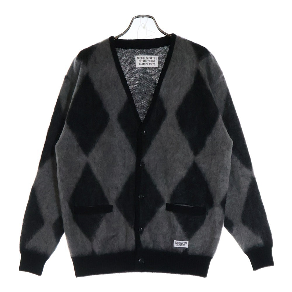 WACKO MARIA(ワコマリア) 20AW DIAMOND MOHAIR CARDIGAN ダイアモンド モヘアカーディガン ブラック/グレー