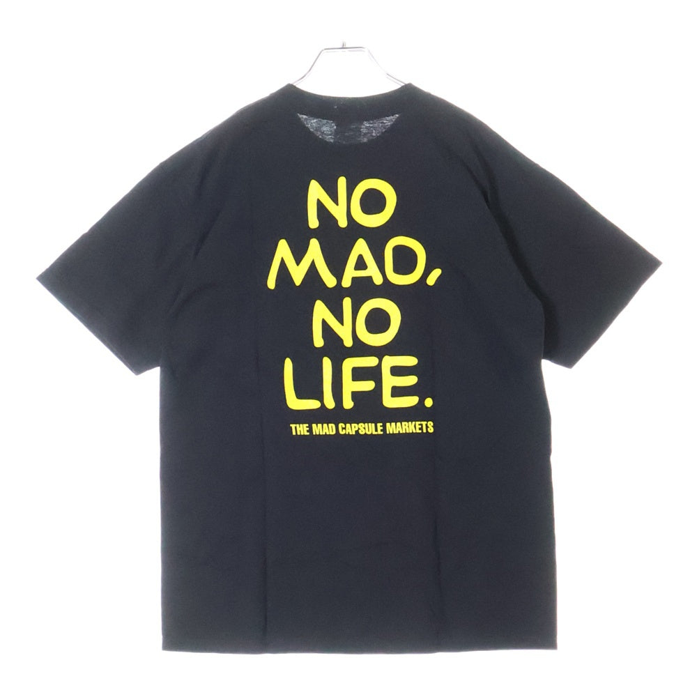 NO BRAND(ノーブランド) ×TOWER RECORDS THE MAD CAPSULE MARKETS タワーレコード ザマッドカプセルマーケッツ グラフィックプリント クルーネック 半袖Tシャツ カットソー ブラック