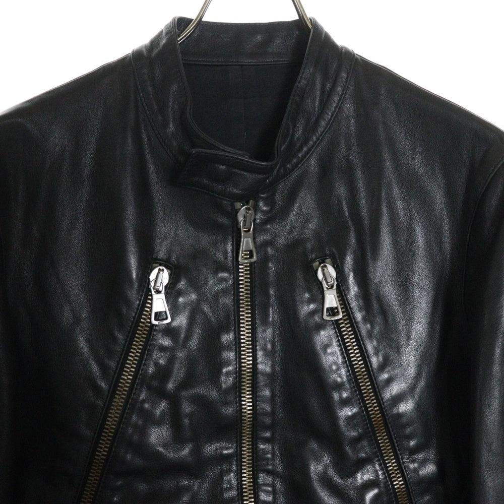 Maison Margiela 14(メゾンマルジェラ) 05SS 5ZIP 八の字 レザー シングルライダースジャケット ブラック