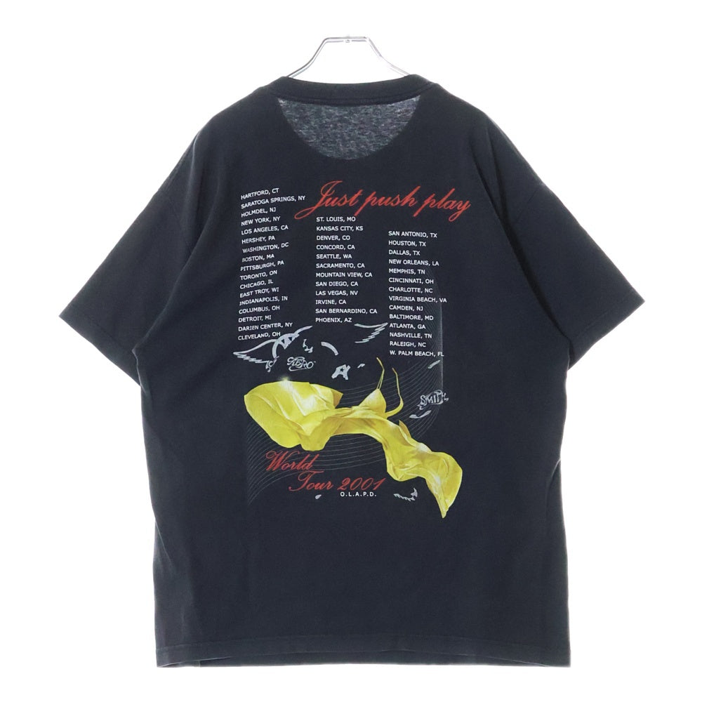 VINTAGE(ヴィンテージ) 00s AERO SMITH 2001 JUST PUSH PLAY TOUR エアロスミス ジャストプッシュプレイツアー 空山基 半袖Tシャツ ブラック