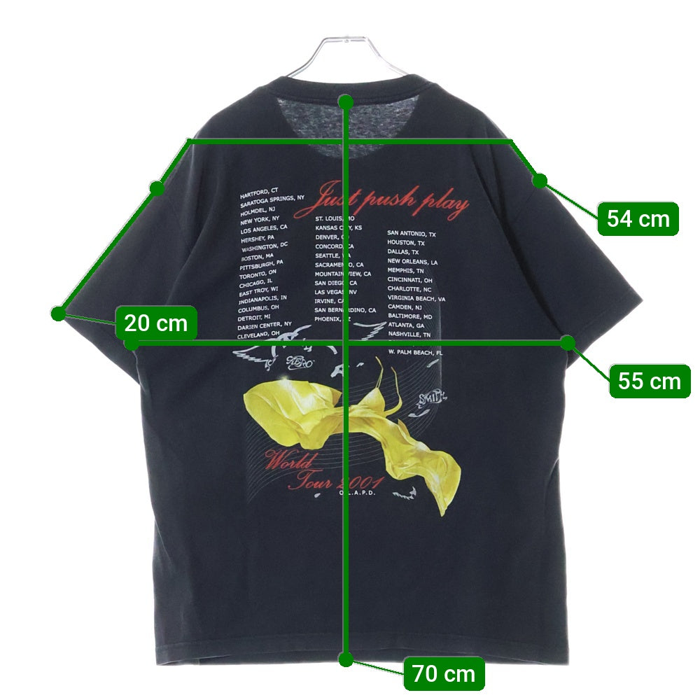 VINTAGE(ヴィンテージ) 00s AERO SMITH 2001 JUST PUSH PLAY TOUR エアロスミス ジャストプッシュプレイツアー 空山基 半袖Tシャツ ブラック