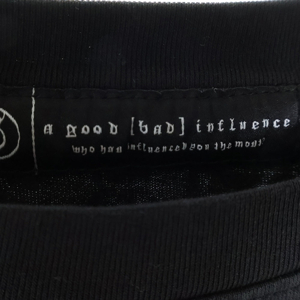 A GOOD BAD INFLUENCE(アグッドバッドインフレンス) KISS OF LIFE TEE キスオブライフ フロントプリントTシャツ 半袖クルーネックカットソー ブラック