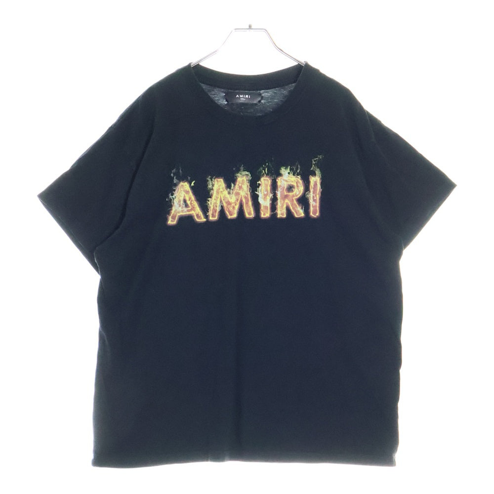 AMIRI(アミリ) ファイヤーロゴTシャツ 半袖クルーネックカットソー ブラック