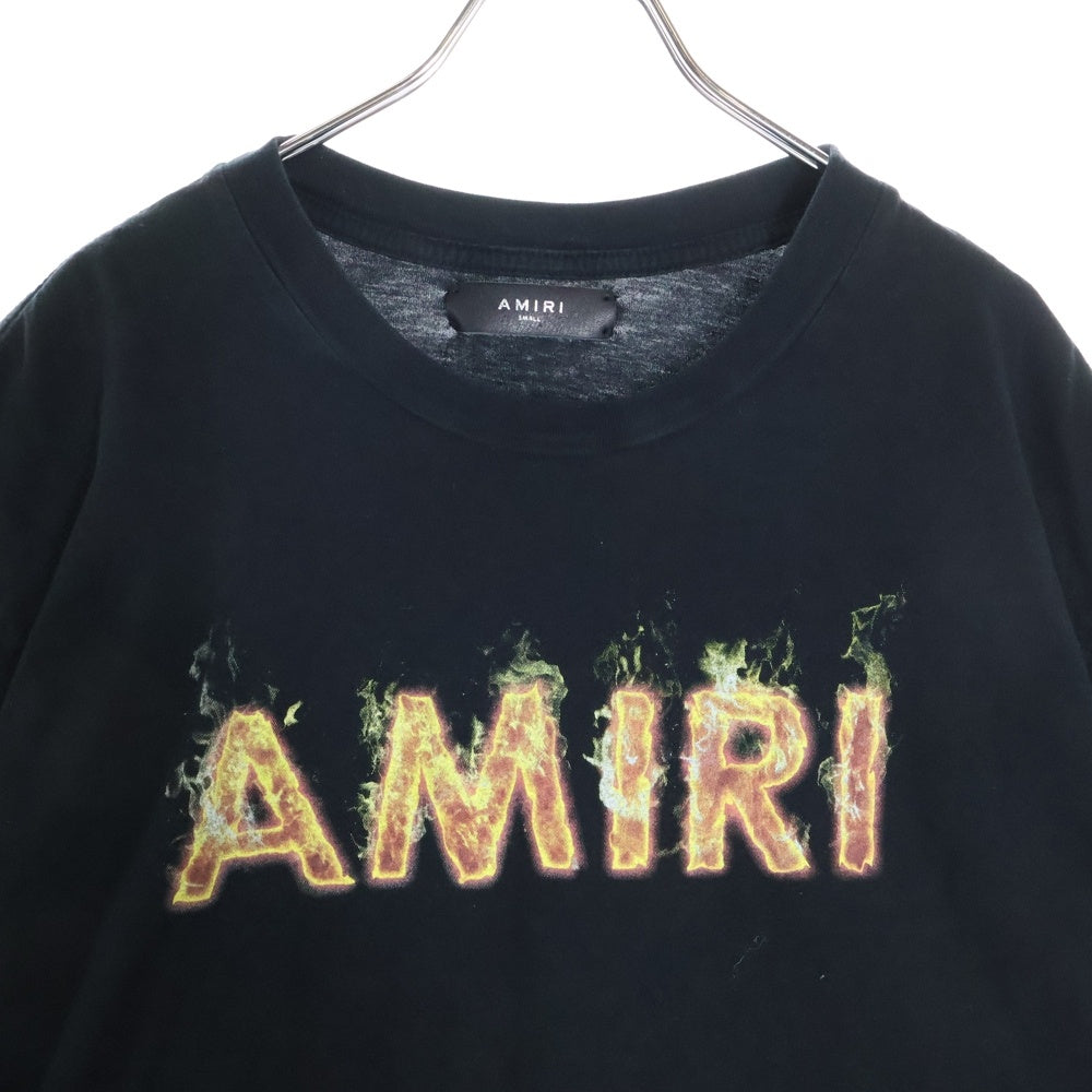 AMIRI(アミリ) ファイヤーロゴTシャツ 半袖クルーネックカットソー ブラック