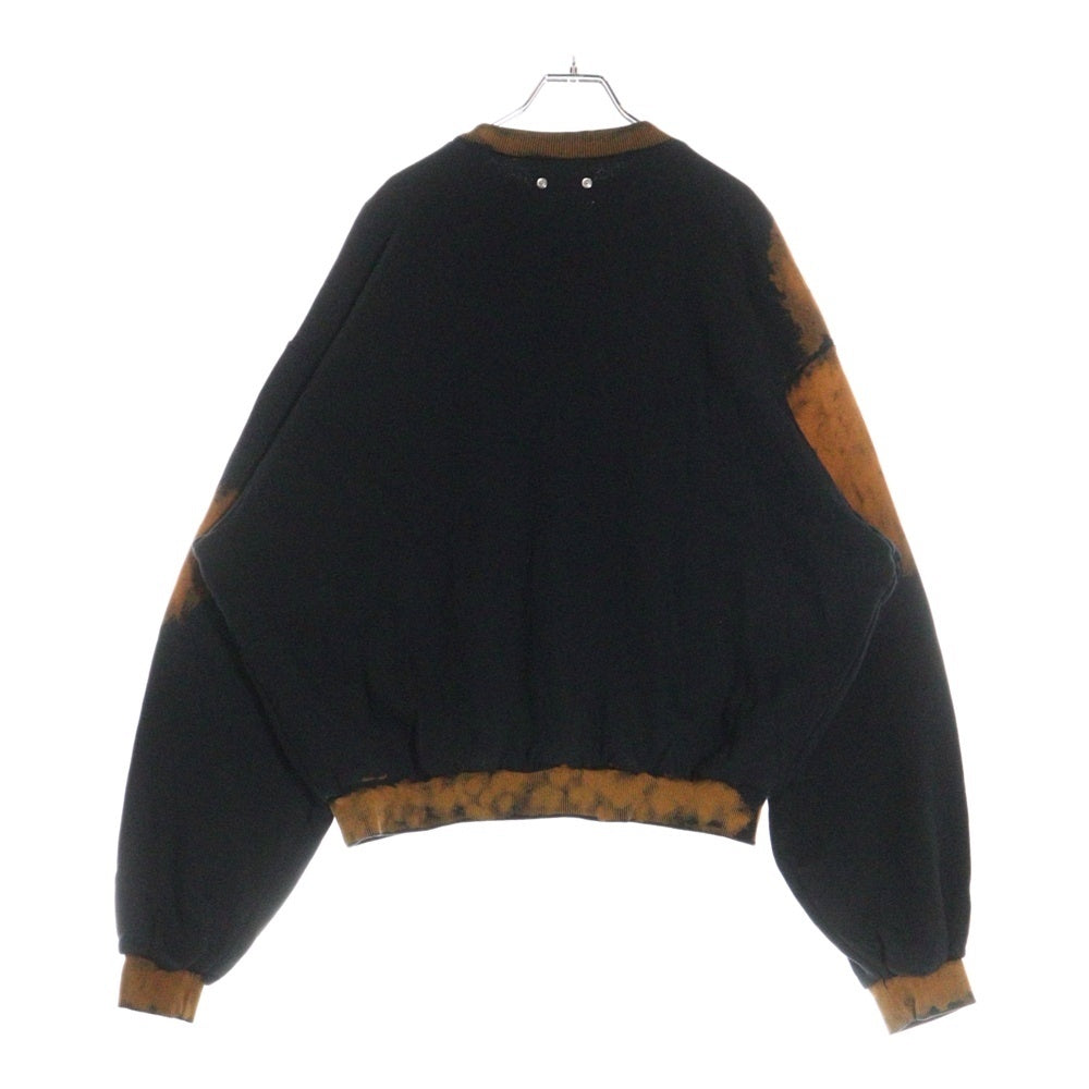 arche(アルシュ) PLUG別注 GRADY CREW NECK ウォッシュ加工 クルーネックスウェットトレーナー ブラック/オレンジ