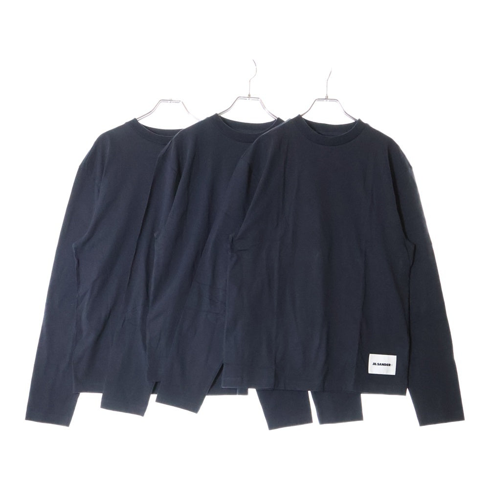 JIL SANDER +(ジルサンダープラス) 3PACK TEE 3パック ロングスリーブ クルーネック 長袖 Tシャツ カットソー ネイビー J47GC0002 J45048
