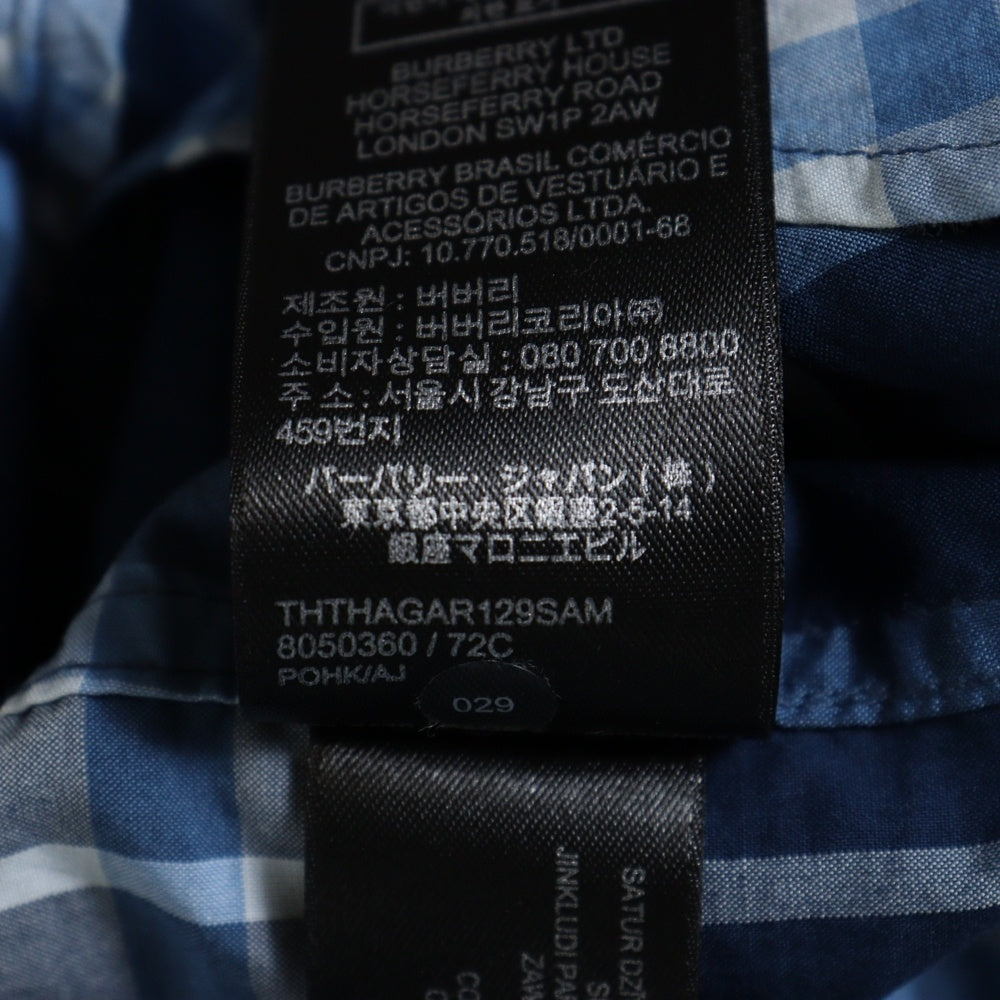 BURBERRY LONDON(バーバリーロンドン) タータンチェック レギュラーカラー コットン ロングスリーブ 長袖シャツ ブルー 8050360