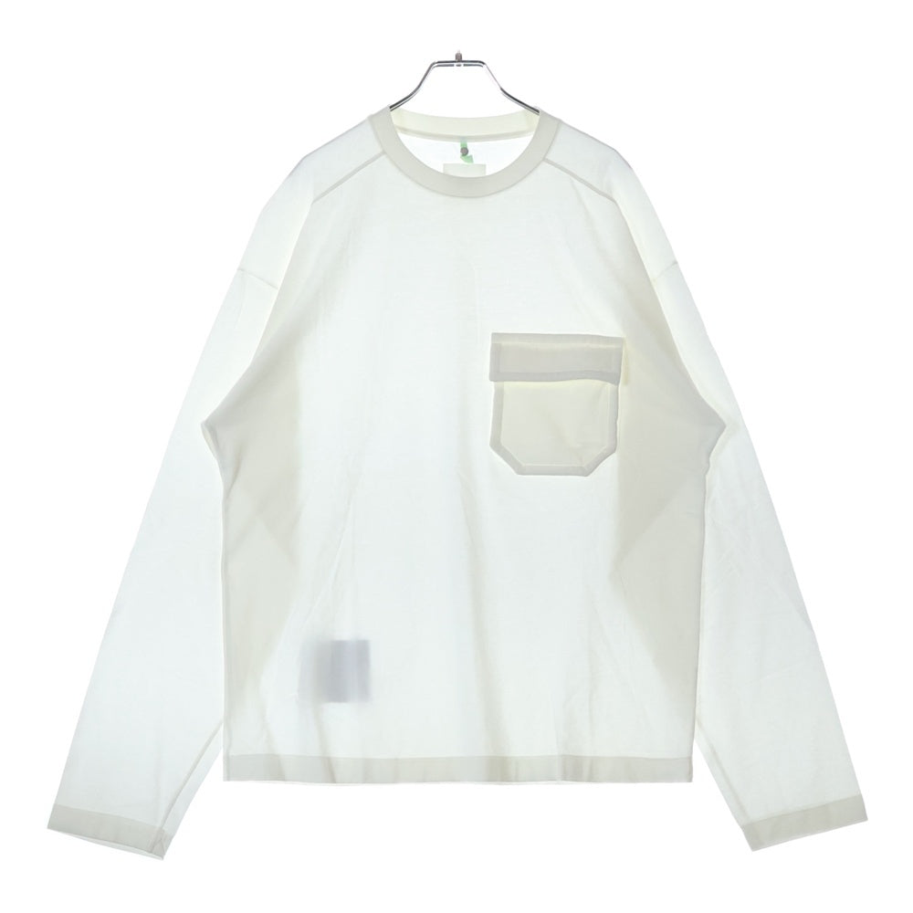 OAMC(オーエーエムシー) 21SS ヨーク切り替え フラップポケット クルーネック ロングスリーブ 長袖 Tシャツ カットソー ホワイト OAMT701368