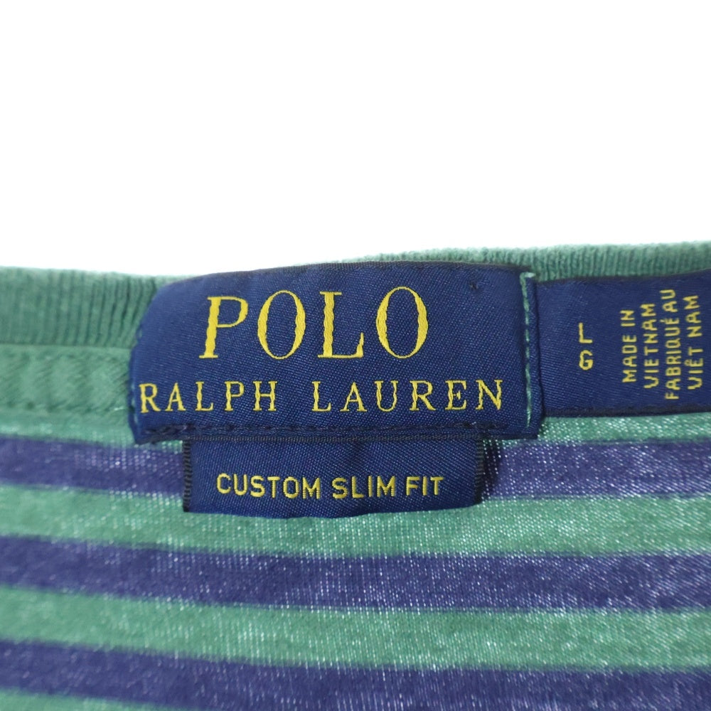 POLO RALPH LAUREN(ポロラルフローレン) BORDER S/S TEE ボーダーTシャツ 半袖クルーネックカットソー ネイビー/グリーン