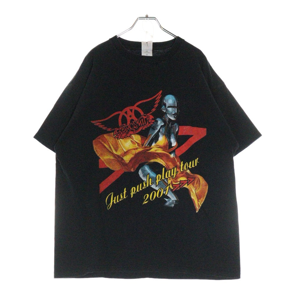 VINTAGE(ヴィンテージ) 00S VINTAGE BOOTLEG AEROSMITH JUST PUSH PLAY TOUR TEE ヴィンテージ ブートレグ エアロスミス ツアーTシャツ 半袖クルーネックカットソー ブラック