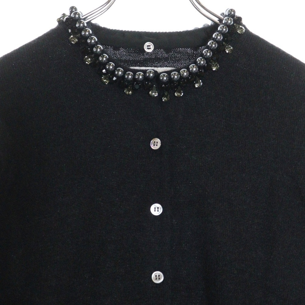 Sacai(サカイ) 11AW パールビジュー装飾ニット ウールカーディガン ブラック レディース 11-01458
