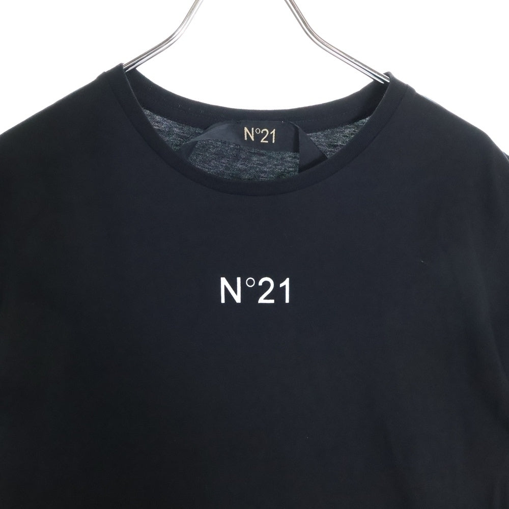 N21 numero ventuno(ヌメロ ヴェントゥーノ) FRONT LOGO PRINT フロント ロゴ プリント クルーネック 半袖Tシャツ カットソー ブラック レディース 19AU-F033-6316