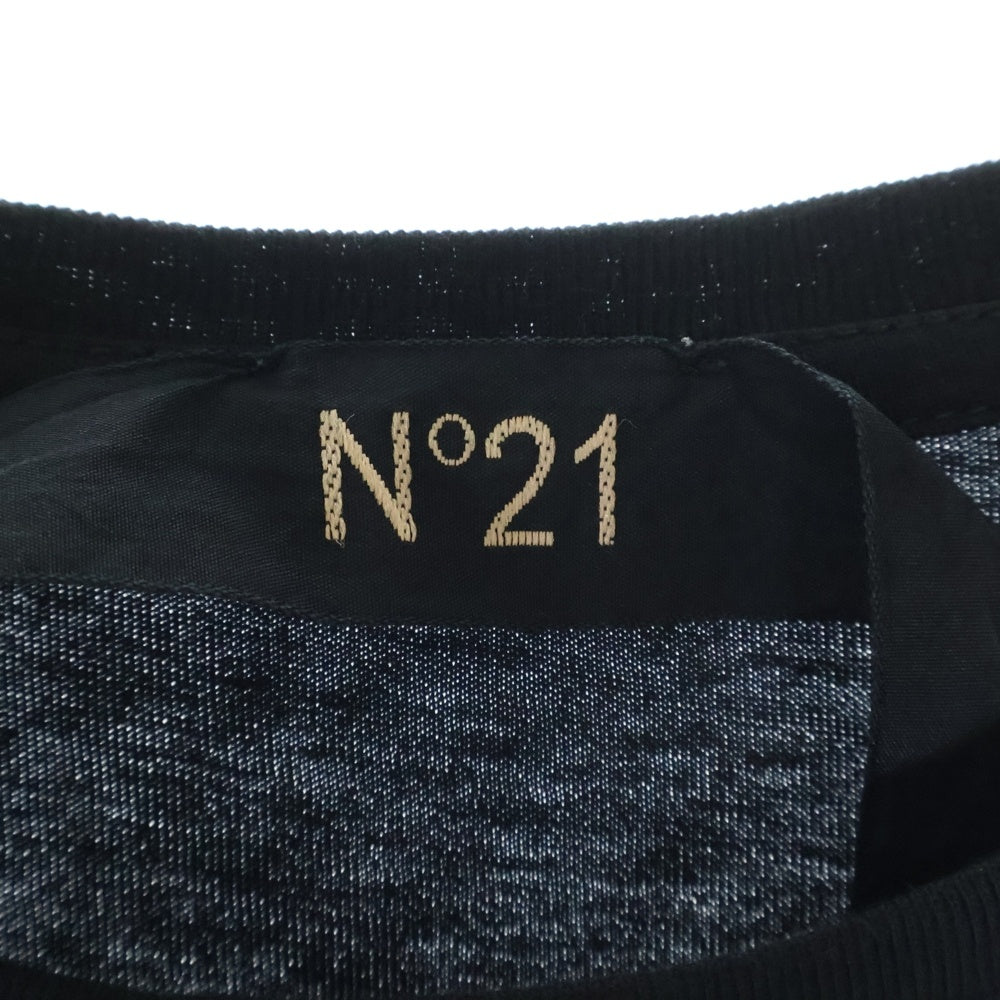 N21 numero ventuno(ヌメロ ヴェントゥーノ) FRONT LOGO PRINT フロント ロゴ プリント クルーネック 半袖Tシャツ カットソー ブラック レディース 19AU-F033-6316