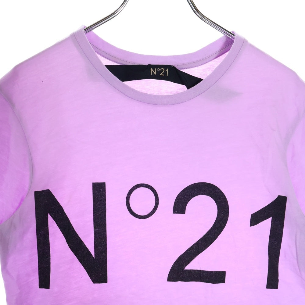 N21 numero ventuno(ヌメロ ヴェントゥーノ) FRONT LOGO PRINT フロント ロゴ プリント クルーネック 半袖Tシャツ カットソー パープル レディース 18SU-F021-6363