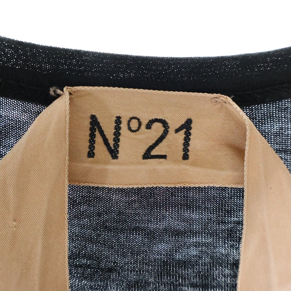 N21 numero ventuno(ヌメロ ヴェントゥーノ) FRONT LOGO PRINT フロント ロゴ プリント クルーネック 半袖Tシャツ カットソー ブラック レディース P18EN2M0F0316363