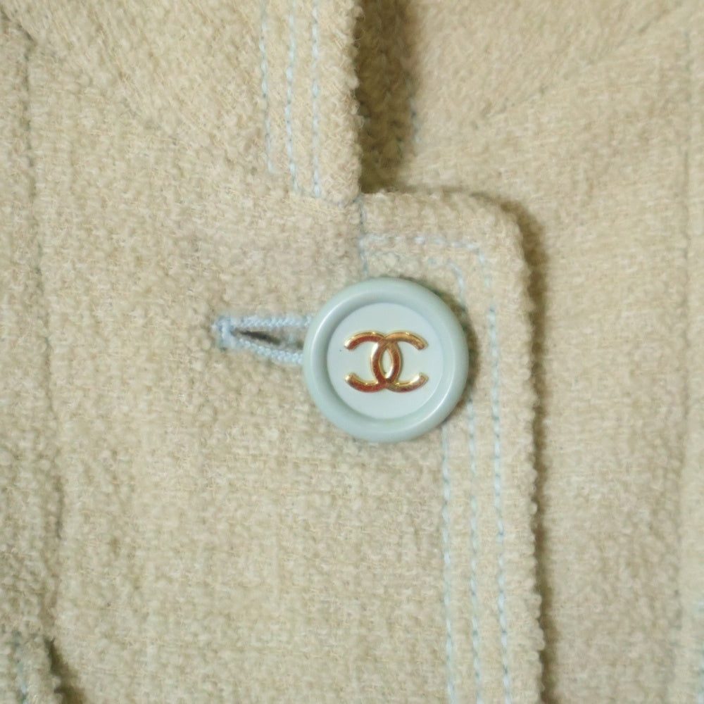CHANEL(シャネル) 97SS VINTAGE ヴィンテージ ココボタン ウール 97P マルチフラップポケット ツイードジャケット ライトグリーン レディース P07314V05387