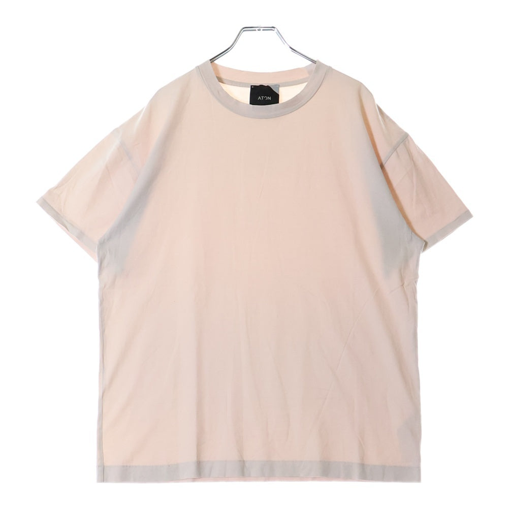 ATON(エイトン) SURVIN 60/2 OVERSIZED T-SHIRT サーヴィン オーバーサイズ クルーネック半袖Tシャツ サーモンピンク KKAGBW0015