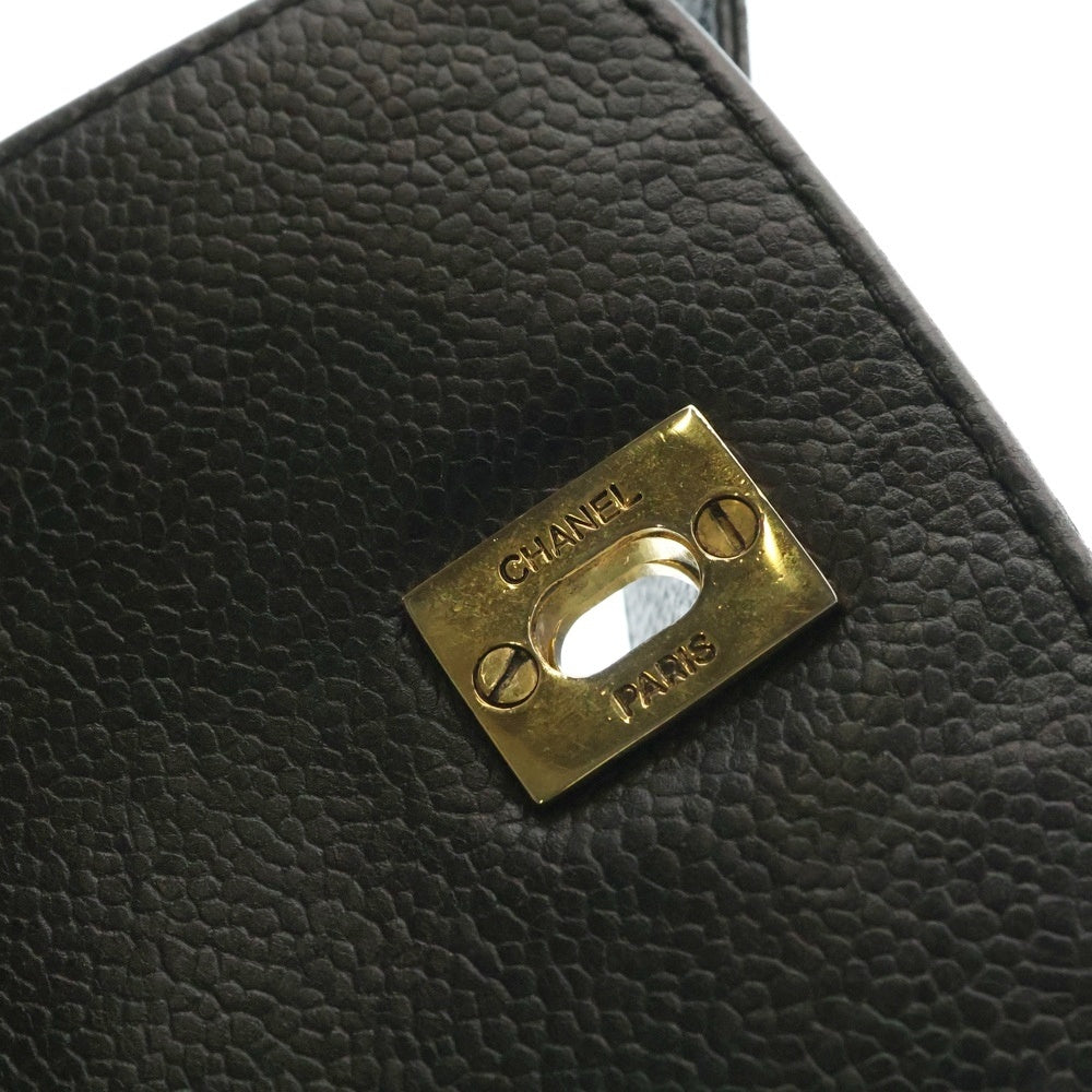 CHANEL(シャネル) スーパーモデル ココマーク キャビアスキン チェーンショルダー ゴールド金具 トートバッグ ブラック
