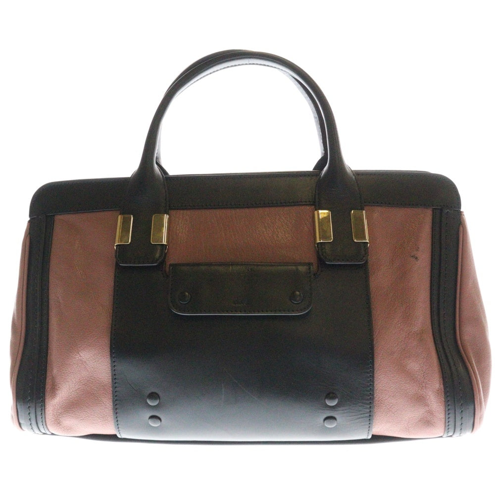 Chloe(クロエ) アリス 2WAY レザーハンドル ショルダー ハンドバッグ ピンク/ブラック