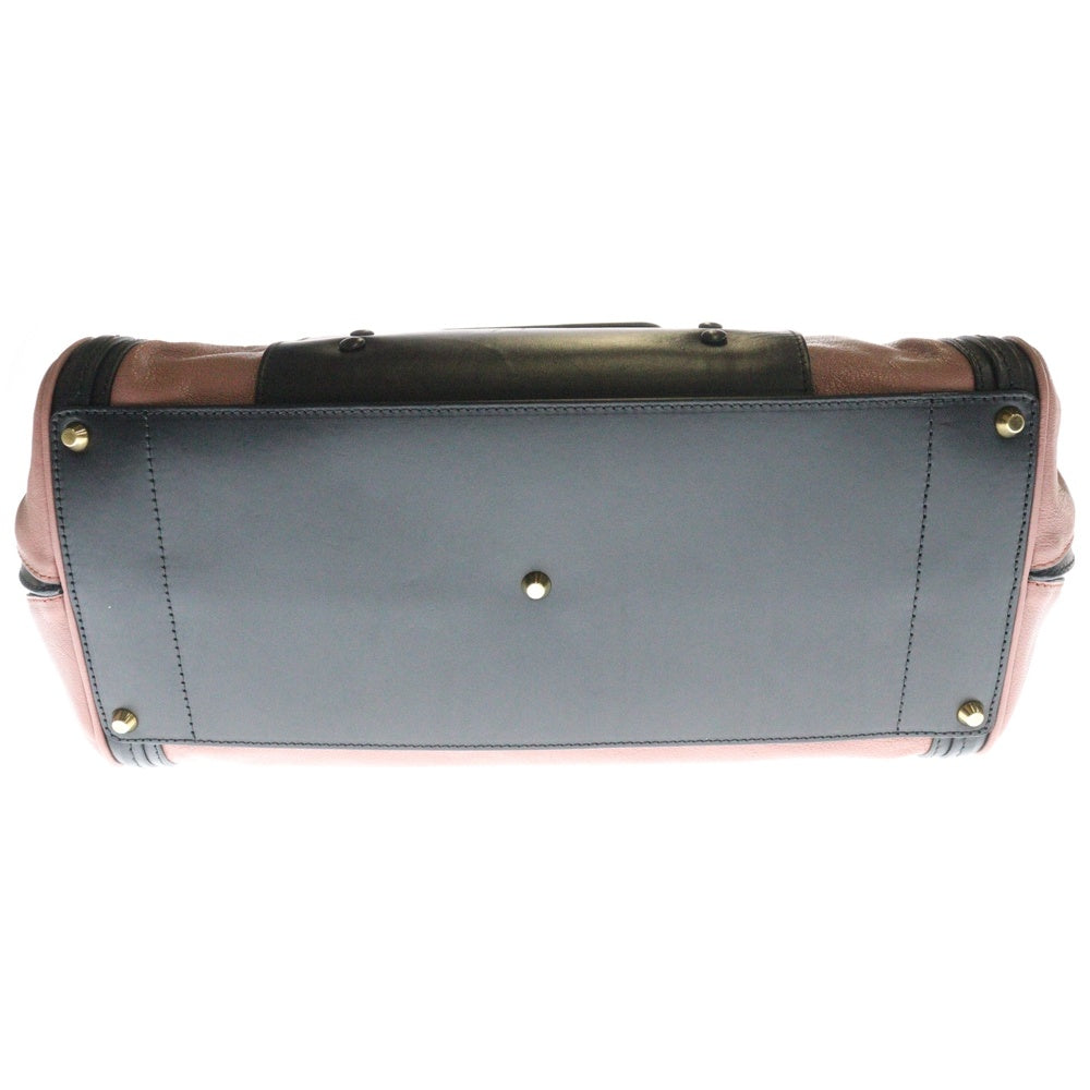 Chloe(クロエ) アリス 2WAY レザーハンドル ショルダー ハンドバッグ ピンク/ブラック