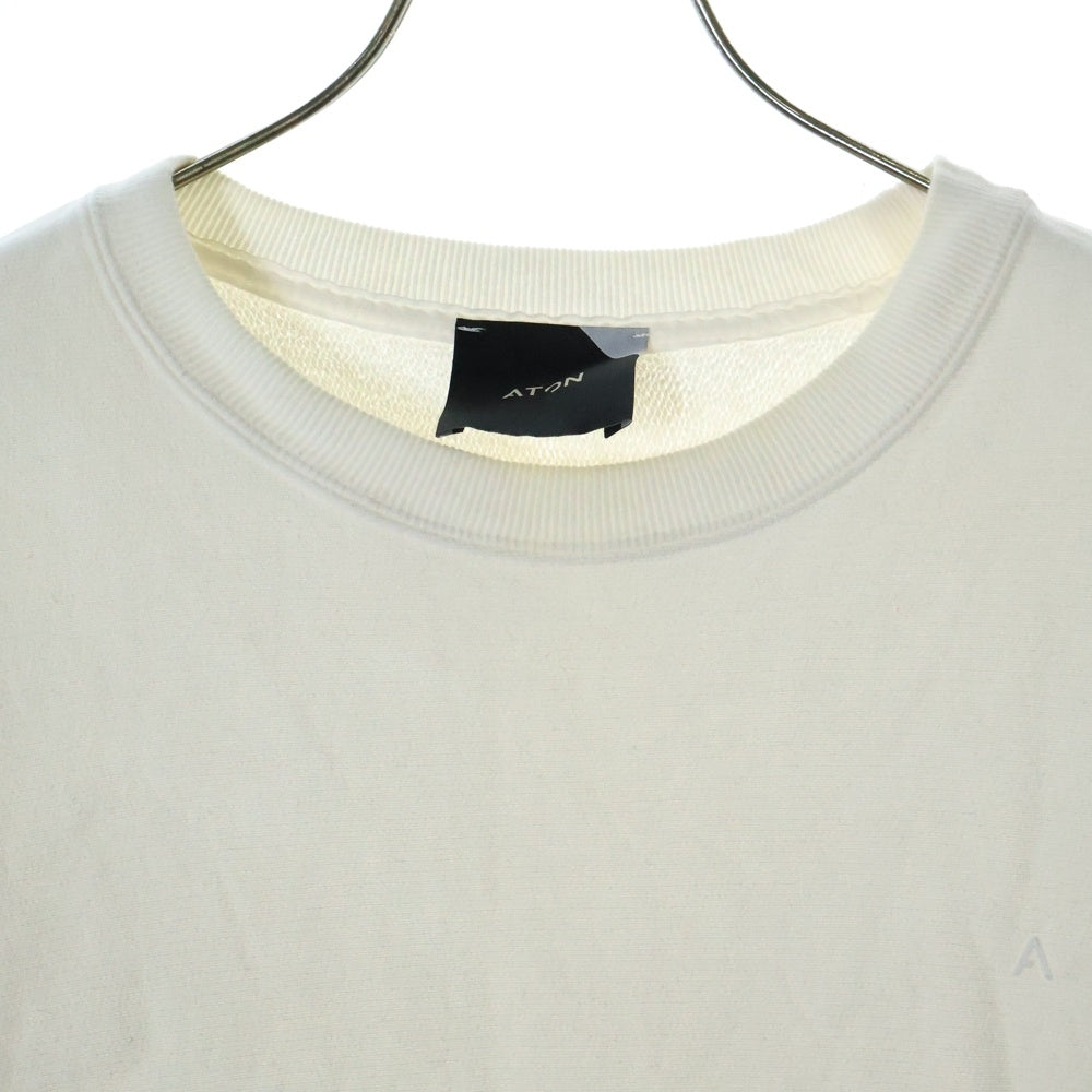 ATON(エイトン) SURVIN GARMENT DYE CREWNECK PULLOVER サーヴィン ガーメントダイ プルオーバー クルーネックスウェットトレーナー ホワイト 6888591